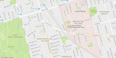 نقشہ کے Brockton گاؤں کے پڑوس ٹورنٹو