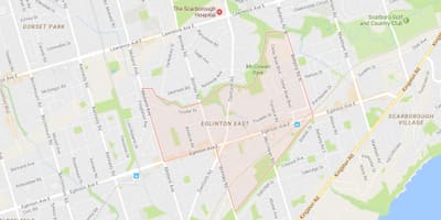 نقشہ کے Eglinton مشرقی پڑوس ٹورنٹو