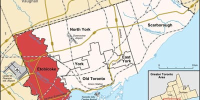 نقشہ کے Etobicoke ضلع ٹورنٹو
