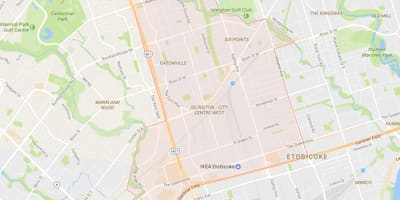 نقشہ کے Islington-شہر کے مرکز مغرب پڑوس ٹورنٹو