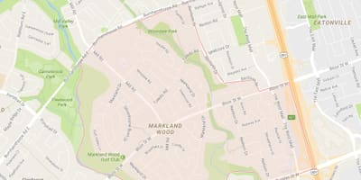 نقشہ کے Markland لکڑی کے پڑوس ٹورنٹو