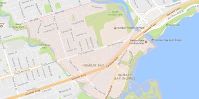 نقشہ کے Stonegate-Queensway محلے پڑوس ٹورنٹو