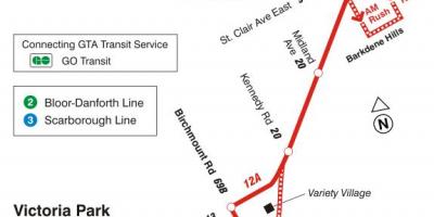 نقشہ کے TTC 12 کنگسٹن کی بس کے راستے ٹورنٹو