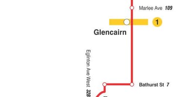 نقشہ کے TTC 14 Glencairn بس کے راستے ٹورنٹو