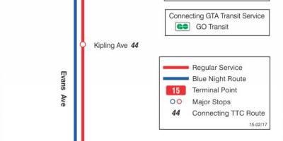 نقشہ کے TTC 15 ایونز بس کے راستے ٹورنٹو