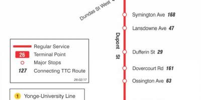 نقشہ کے TTC 26 ڈوپونٹ بس کے راستے ٹورنٹو