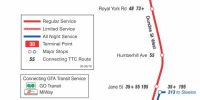 نقشہ کے TTC 30 Lambton بس کے راستے ٹورنٹو