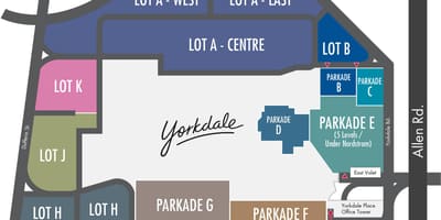 نقشہ کے Yorkdale شاپنگ سینٹر کی پارکنگ