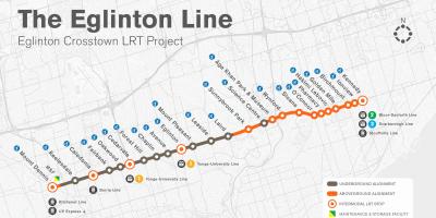 نقشہ ٹورنٹو کے سب وے Eglinton لائن منصوبے