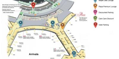 کا نقشہ ٹورنٹو پیئرسن بین الاقوامی ہوائی اڈے پر آمد کے ٹرمینل